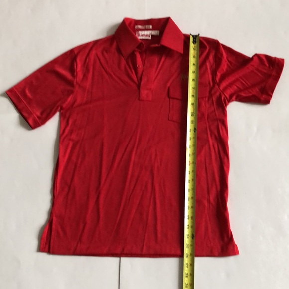 Lancer M Red Polo collar short sleeve Vintage Pocket split hem Excellent Conditi - Picture 3 of 9